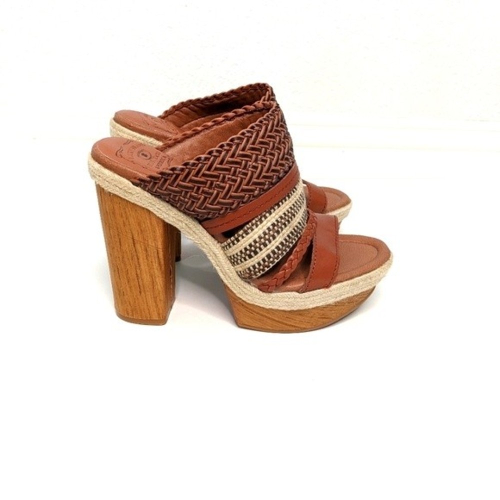 NEW Lucky Brand Mika Platform Boho Braided Woven Leather Heels